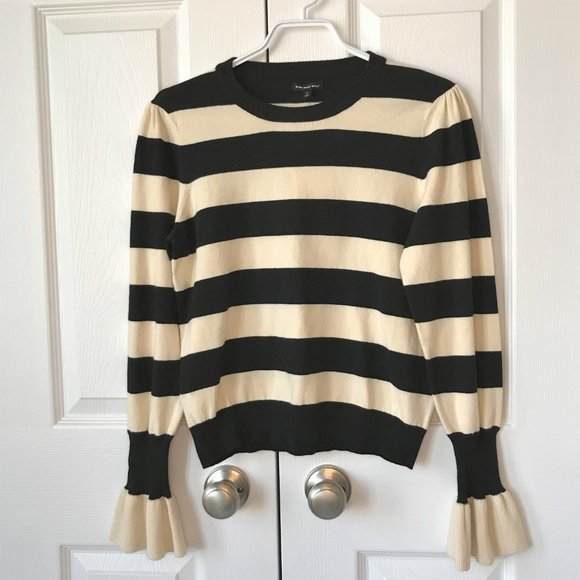 Who What Wear Black and Cream Striped Sweater Women's Size Small - Picture 2 of 12